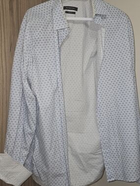 Bugatchi Light Blue Geometric Dress Shirt XL
